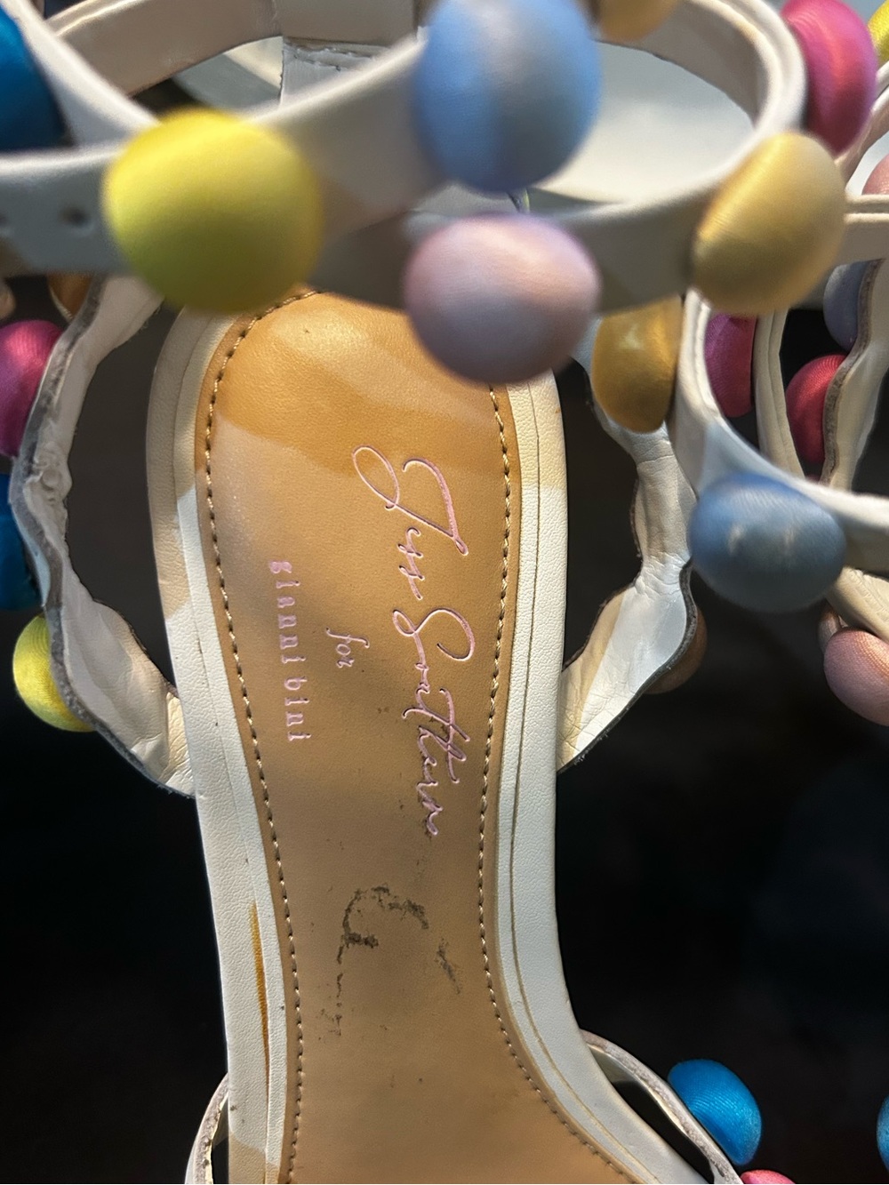 Gianni Bini Jess Southern Phoebe Pastel Rainbow Barbiecore Bead Sandal Heel 7 - Picture 2 of 7